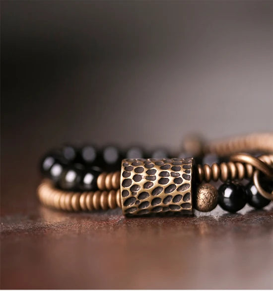 DIAMOURA BLACK OBSIDIAN BEADS BRACELET