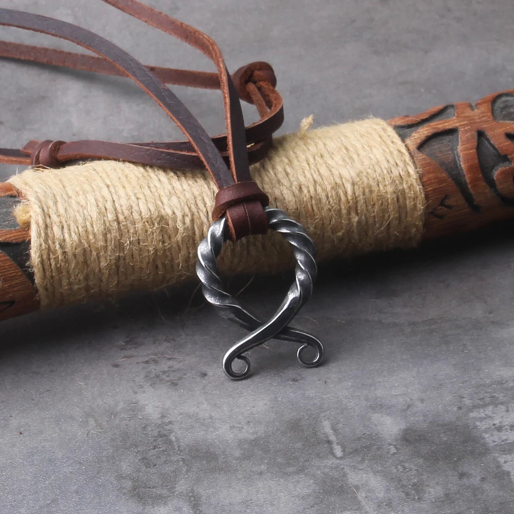 Odin Rune Necklace with leather Chain with wooden box