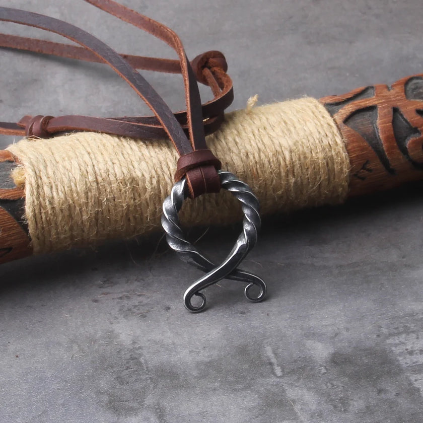 Odin Rune Necklace with leather Chain with wooden box